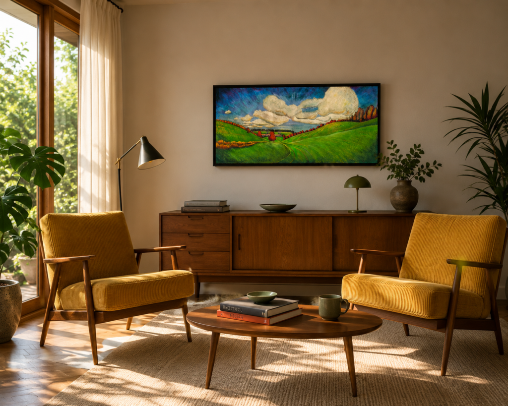 "Vale" is the title of a drawing, here in situ in an interior