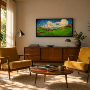 "Vale" is the title of a drawing, here in situ in an interior